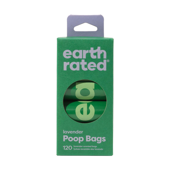 Earth Rated - Sacs à Déjections Parfumés á la Lavande - 8 Rouleaux (120 sacs)