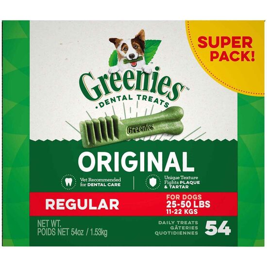GREENIES Original Regular - Friandises Dentaires Naturelles pour Chien - 1,53 kg (54 pièces)